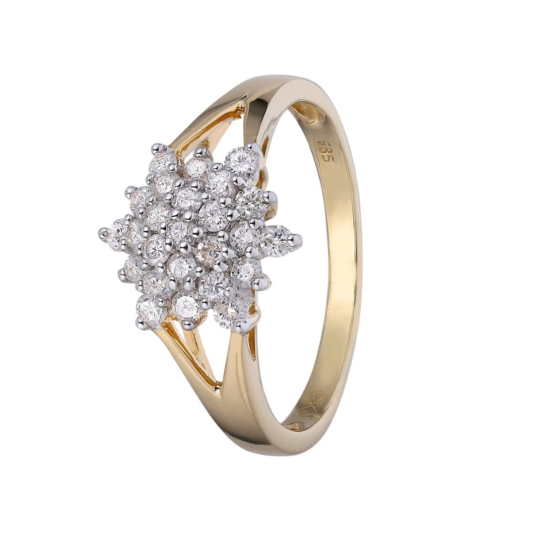 Ring i 14 kt. guld m. 25 diamanter
