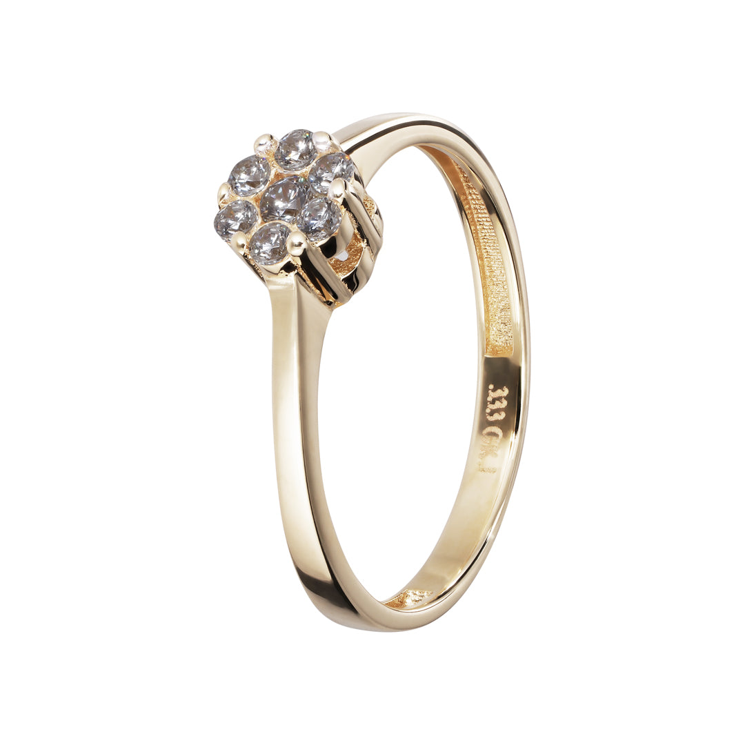 Ring i 8 kt. guld m. zirkoner