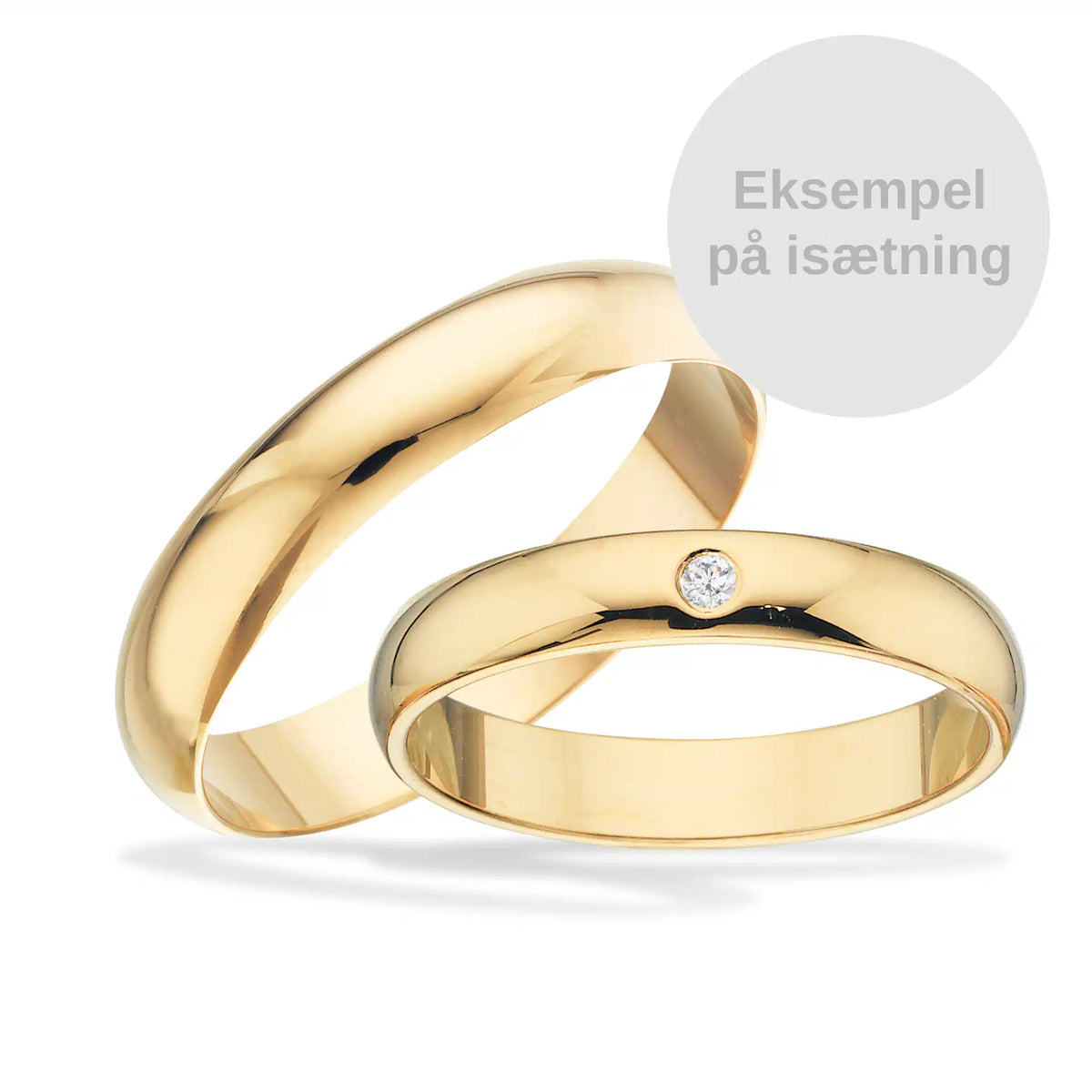 14kt guldring 4mm med 0,03ct. diamant