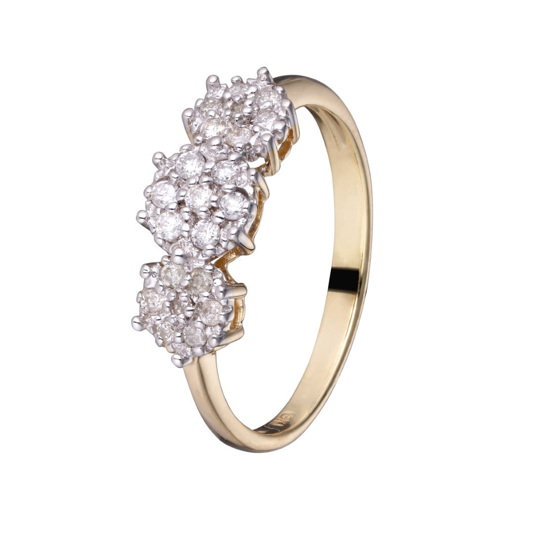 Ring i 14 kt. guld m. 21 diamanter