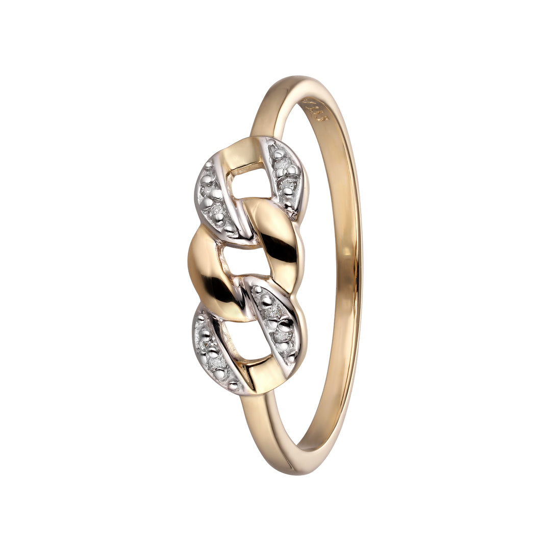 Ring i 8 kt. guld m. diamanter