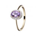 Ring i 14kt. guld m. ametyst og diamanter.