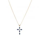 Vedhæng i 14kt. guld m. safir og diamanter.