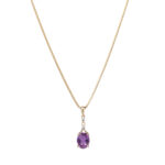 Vedhæng i 14kt. guld m. ametyst og diamanter.